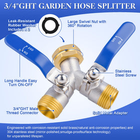 EJW two-way brass hose splitter showing double spouts