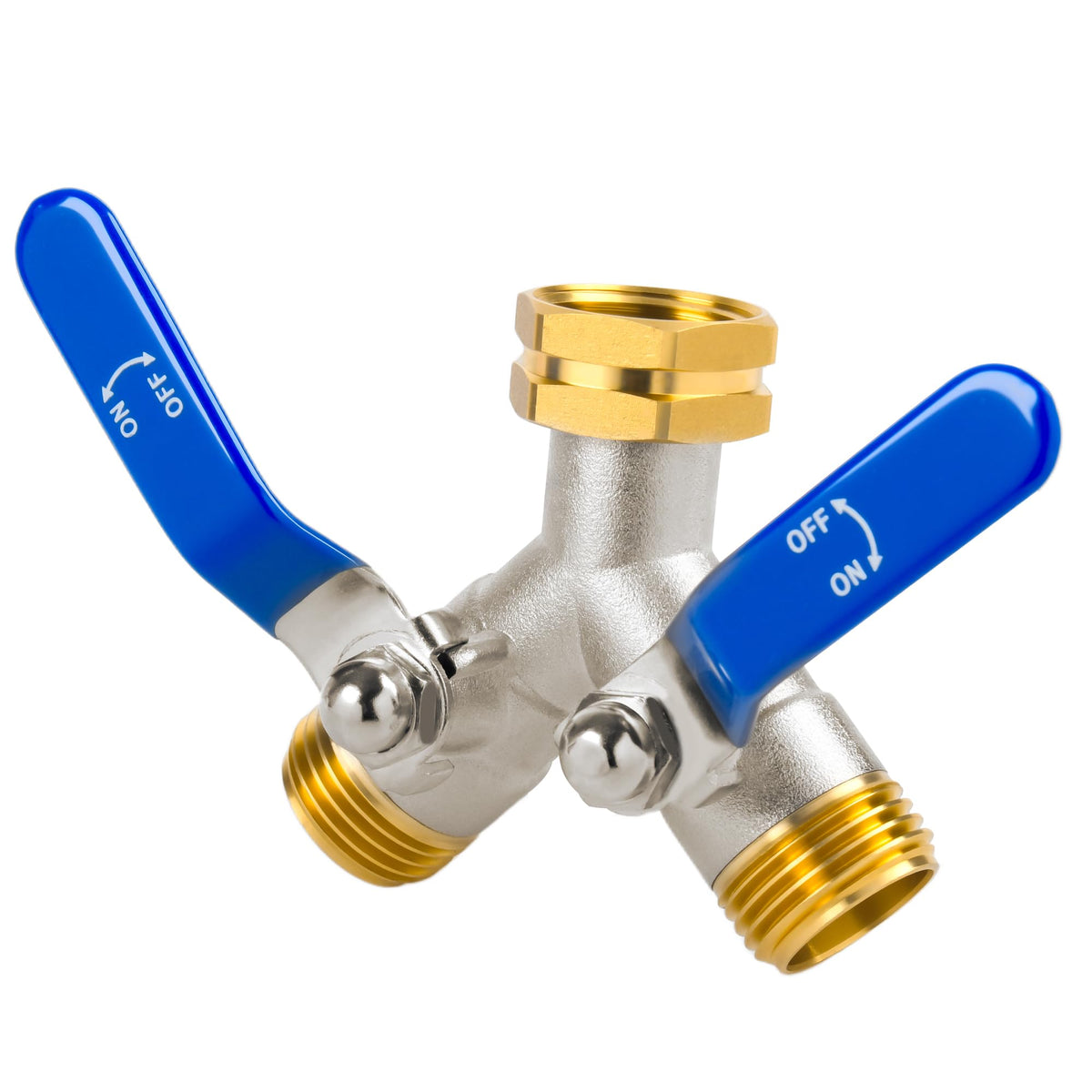 EJW hose splitter with extended handle for easy operation and two outlets