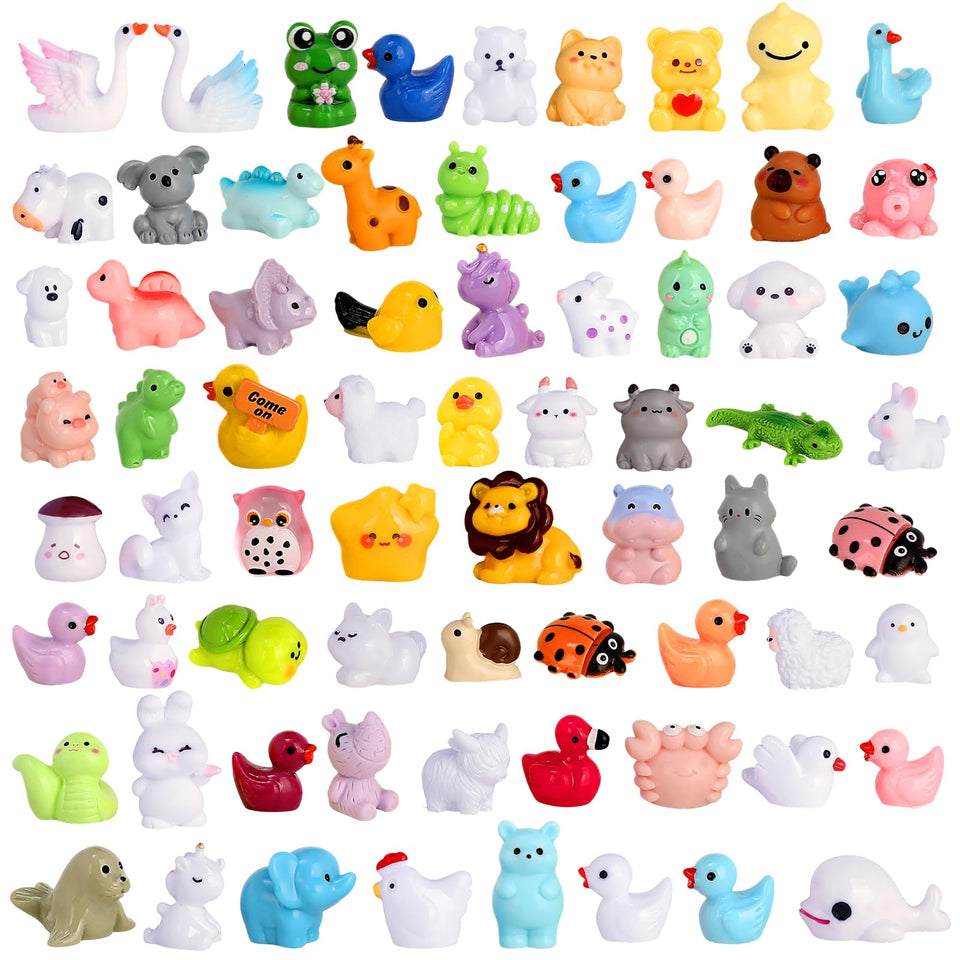 EKisemio 70pcs mini resin animals close-up detail for dollhouses