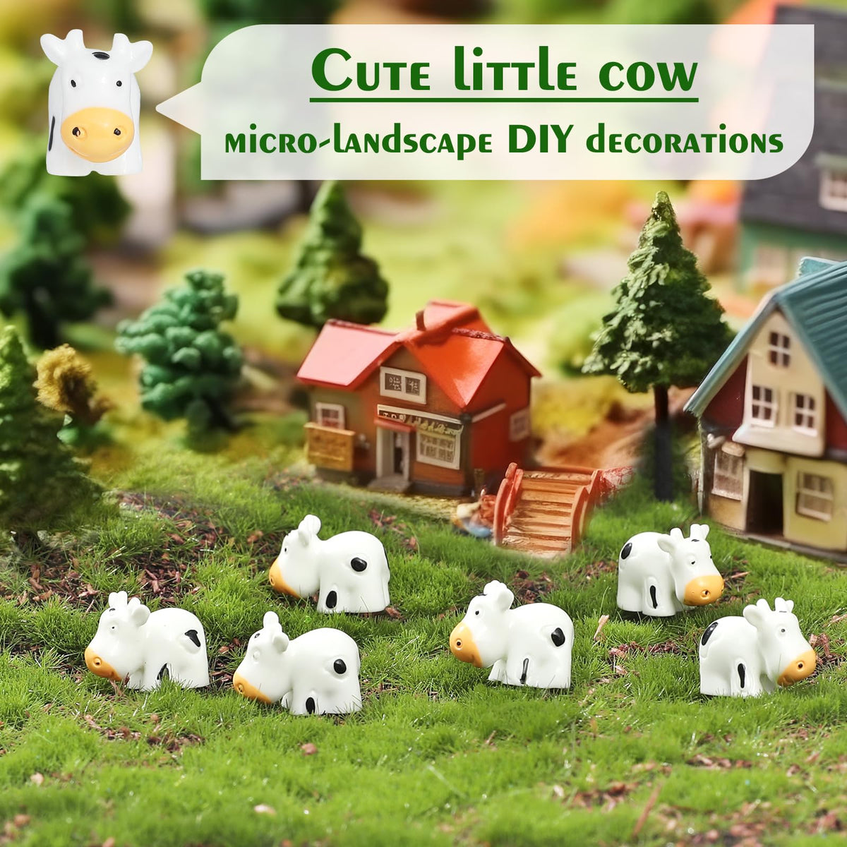 EKisemio mini cows for bonsai and home crafts as DIY props