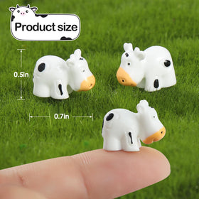 EKisemio mini cows figurines for fairy gardens with durable resin finish