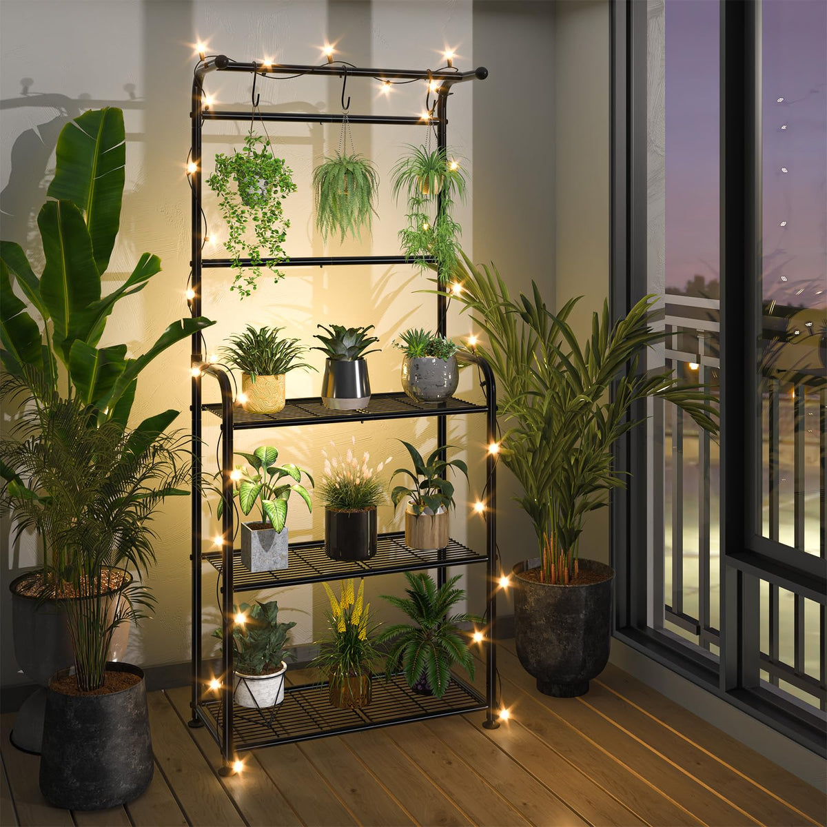 Ekisemio top hooks hold trailing plants and garden tools
