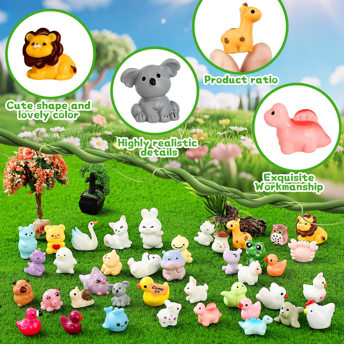 EKisemio resin figurines bright colors suitable for aquarium or terrarium displays