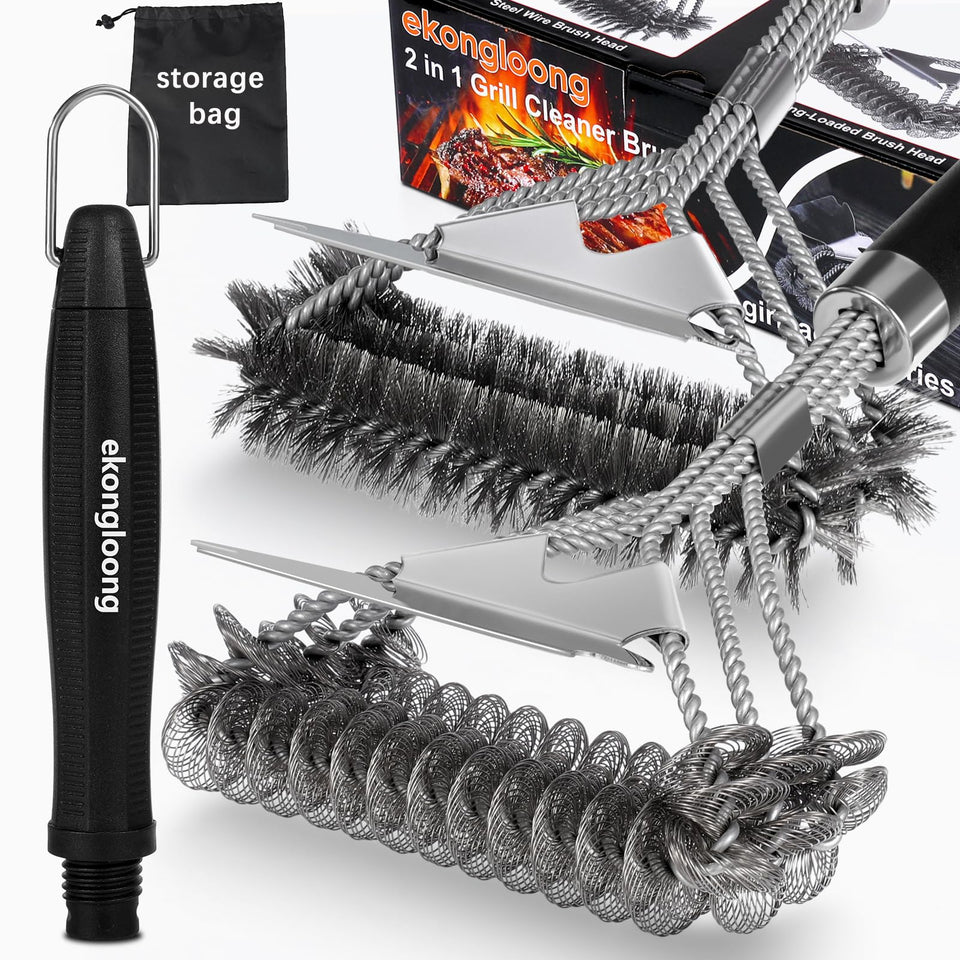 ekongloong 18in spring-head grill brush for safe daily cleaning.