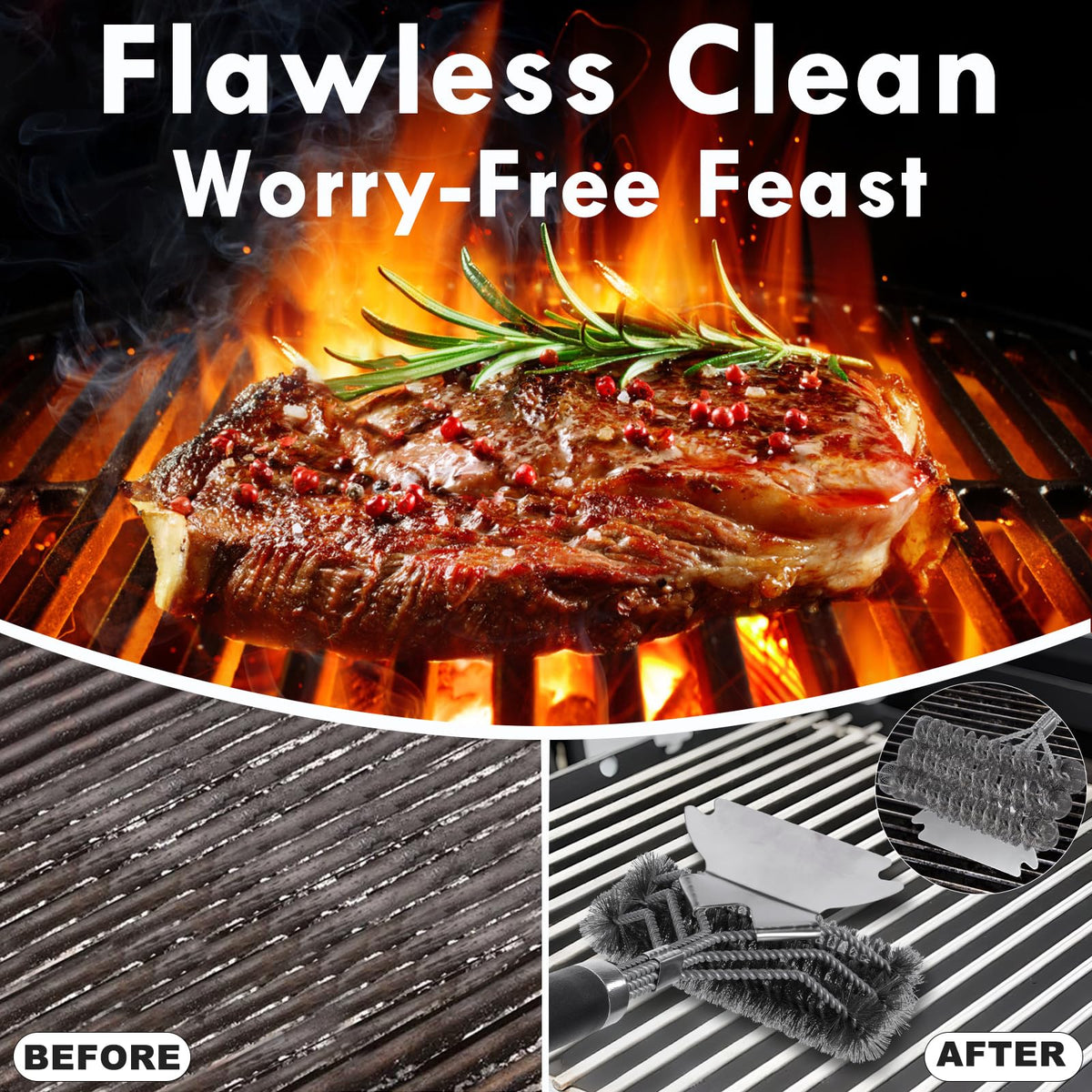 ekongloong grill brush with wire-head for tough grease removal.