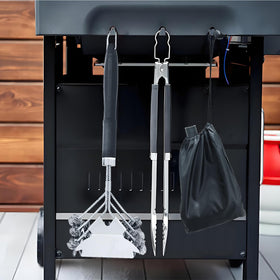 Integrated stainless steel scraper tackles stuck-on residue quickly.