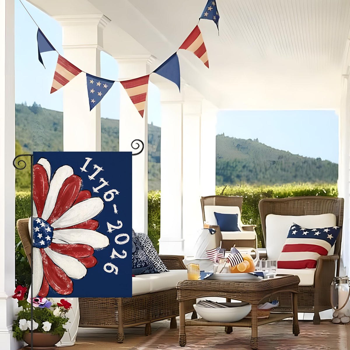 EKOREST 250th anniversary flag—durable burlap texture adds rustic charm in the yard.