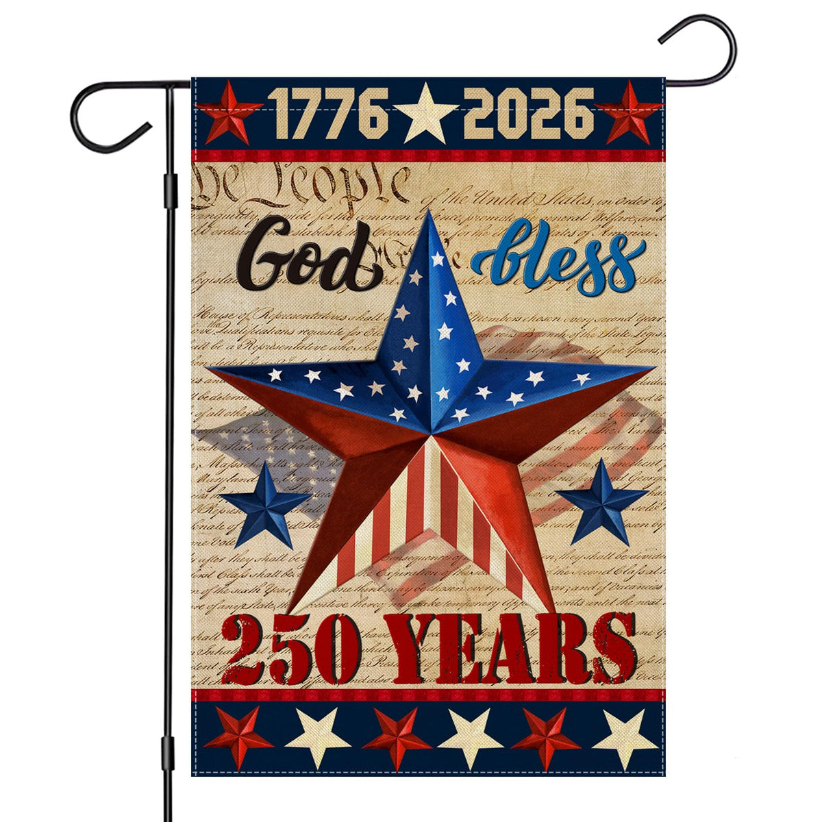 EKOREST 250th Anniversary USA garden flag, 12x18, outdoor-ready with cheerful patriotic colors.