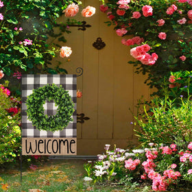 EKOREST Summer Boxwood Wreath flag for patio, weather-resistant and durable