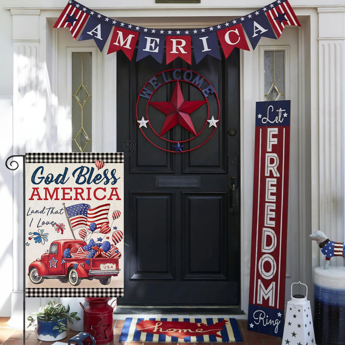 EKOREST burlap outdoor flag for weather resistance and longevity