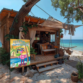 EKOREST cartoon flamingo design adds playful charm to outdoor spaces.