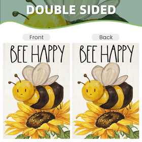 EKOREST Double sided garden flag bee and sunflower view from two angles
