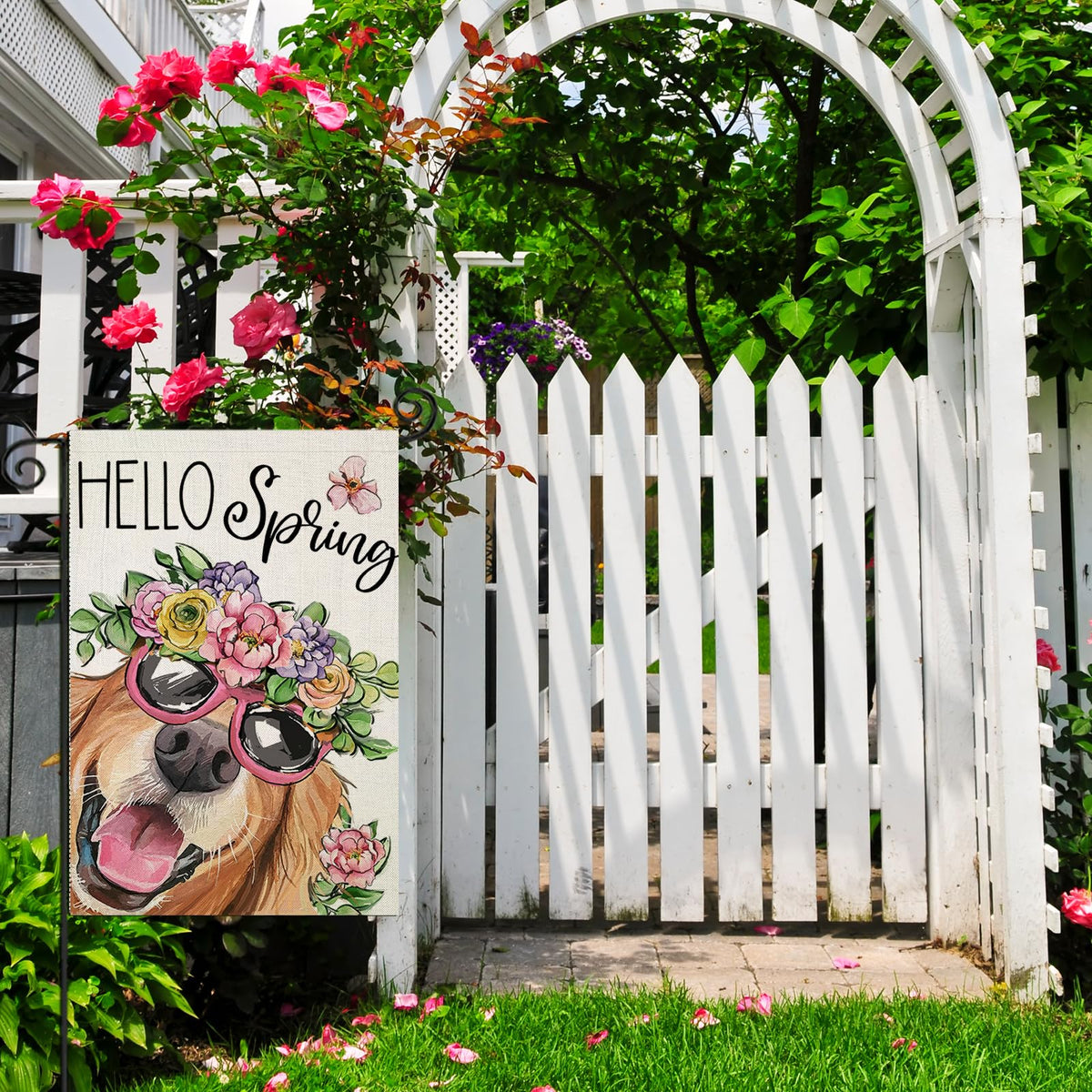 EKOREST double-sided garden flag print, vibrant from both sides