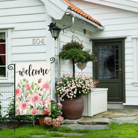 EKOREST double-sided flag showcases watercolor blooms from both sides for porch