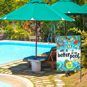 EKOREST double-sided Life Is Better at the Pool flag for porch display.
