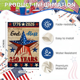 EKOREST commemorative 1776-2026 banner enhances outdoor patriotic ambiance.