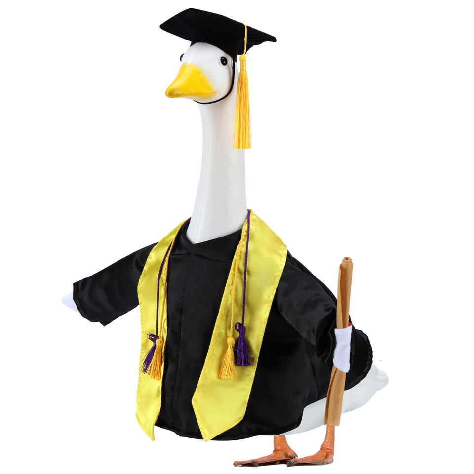EKOREST graduation goose outfit on a 23-inch statue for festive curb appeal