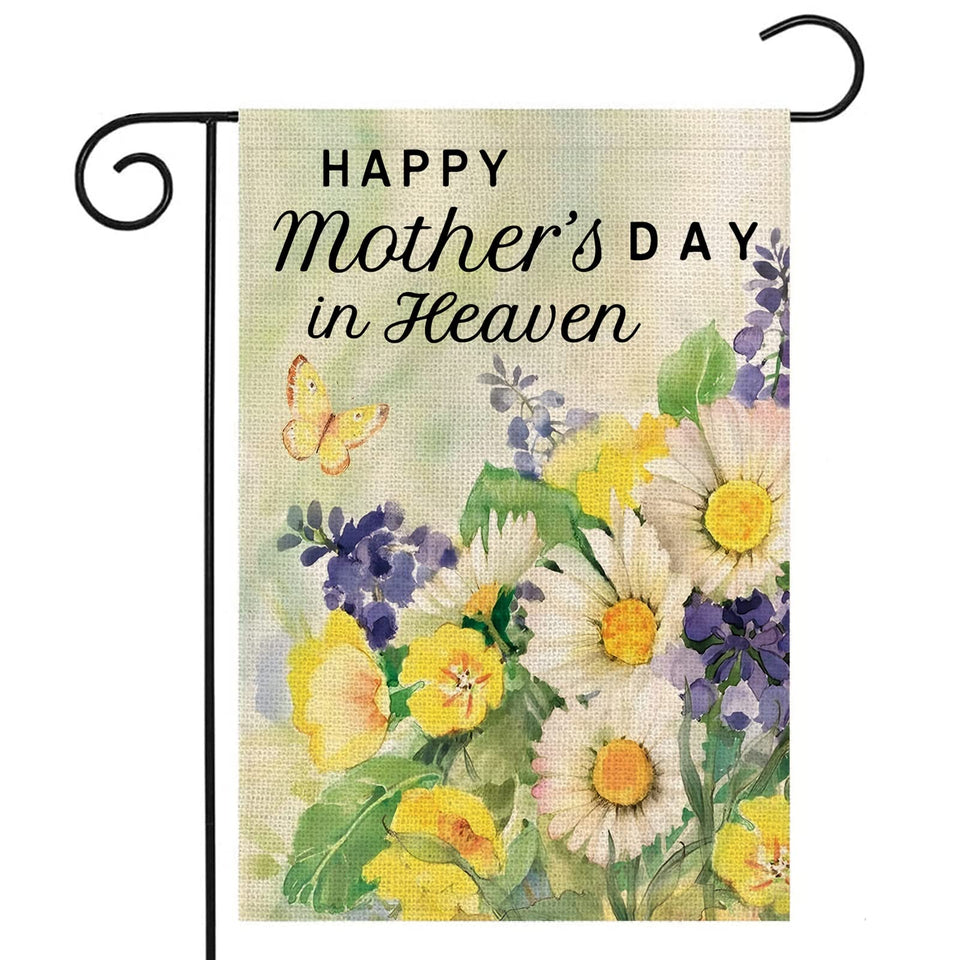 EKOREST Happy Mother's Day in Heaven flag front view with vibrant garden display