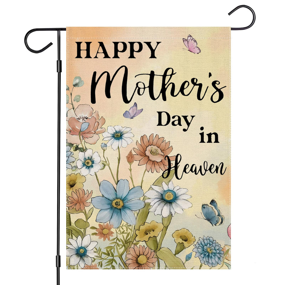 EKOREST Happy Mother's Day in Heaven flag front view highlighting outdoor remembrance.