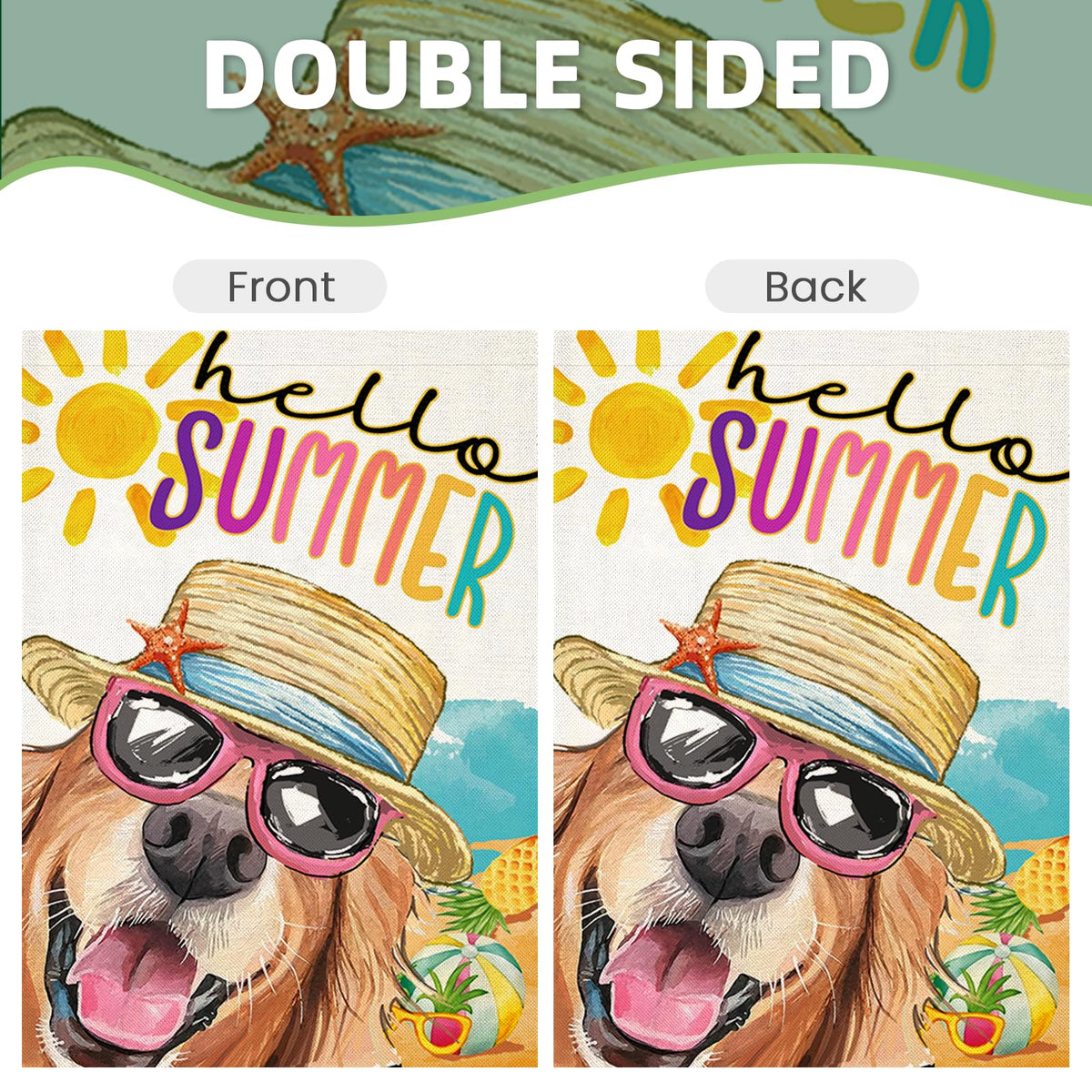 EKOREST Hello Summer flag celebrates outdoor living with bright watercolor vibes.