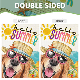 EKOREST Hello Summer flag celebrates outdoor living with bright watercolor vibes.