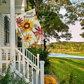 EKOREST flag double-sided with Hello Sunshine daisies.