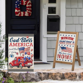 EKOREST Independence Day decor flag, front and back view for full yard display
