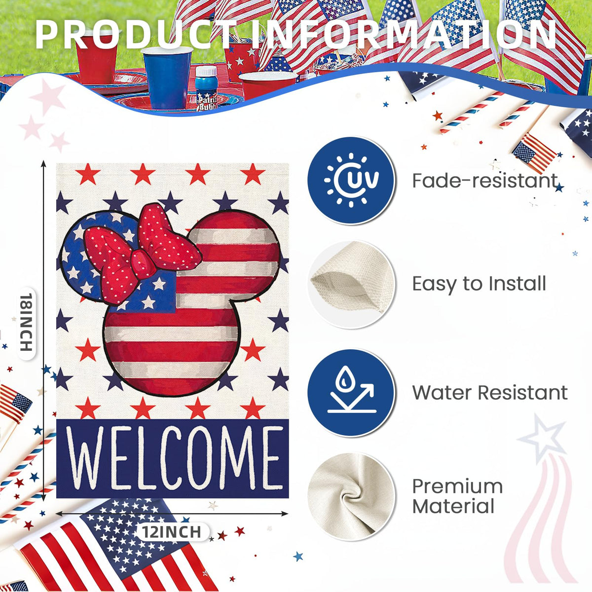 EKOREST Independence Day garden banner, ideal for porch or lawn.