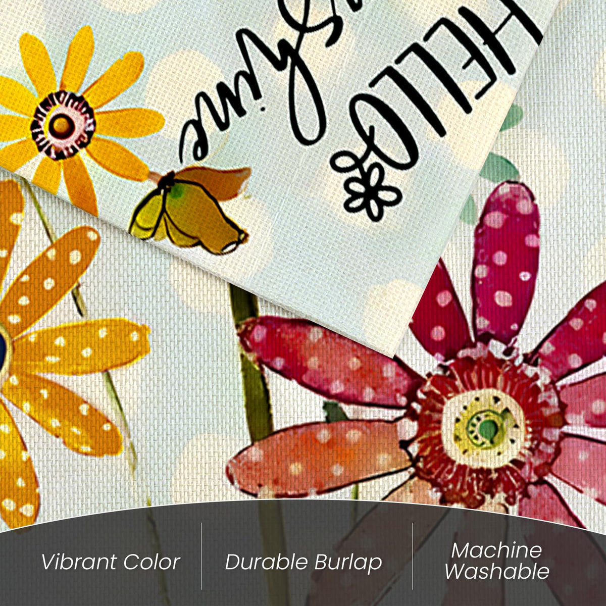 EKOREST outdoor flag brightens garden with floral design.