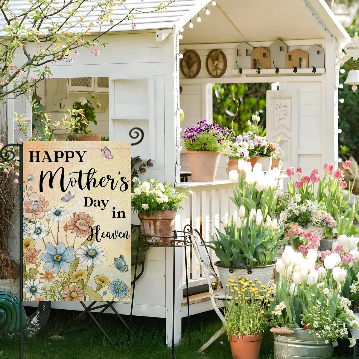 EKOREST Outdoor garden banner displayed on a lush lawn for seasonal charm.