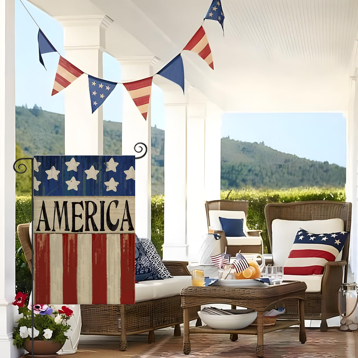 EKOREST patriotic garden flag for summer porch and yard decor.