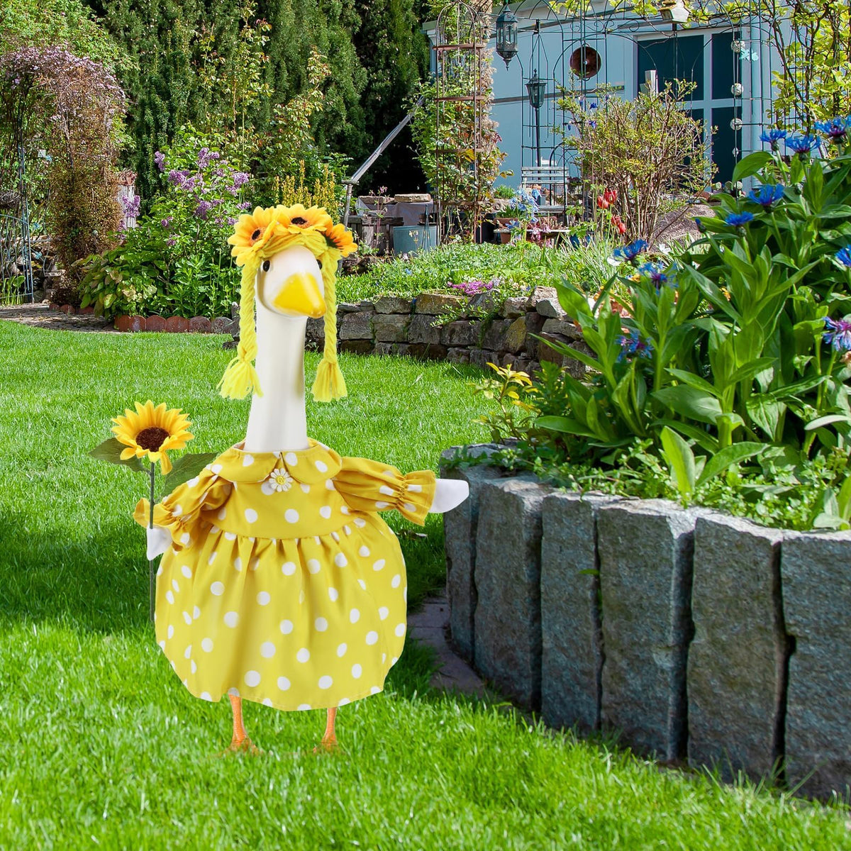 EKOREST polka dots and sunflowers design brightens outdoor display