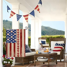EKOREST retro American flag with baseball design adds festive yard charm.