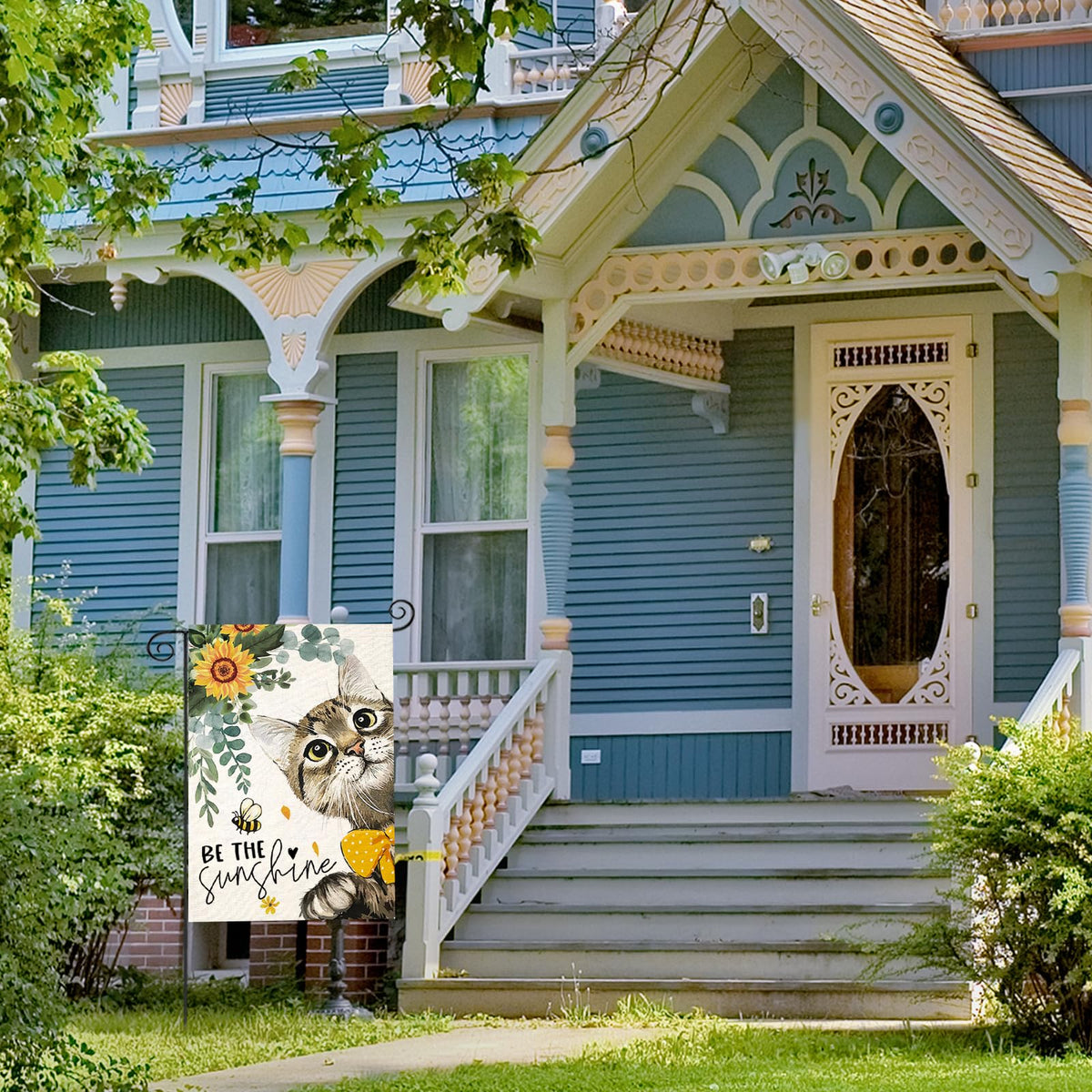 EKOREST flag on porch welcoming guests and adding curb appeal