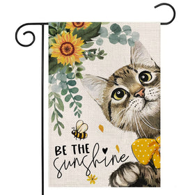 EKOREST Summer Cat flag with sunflowers, welcoming outdoor decor for your entry