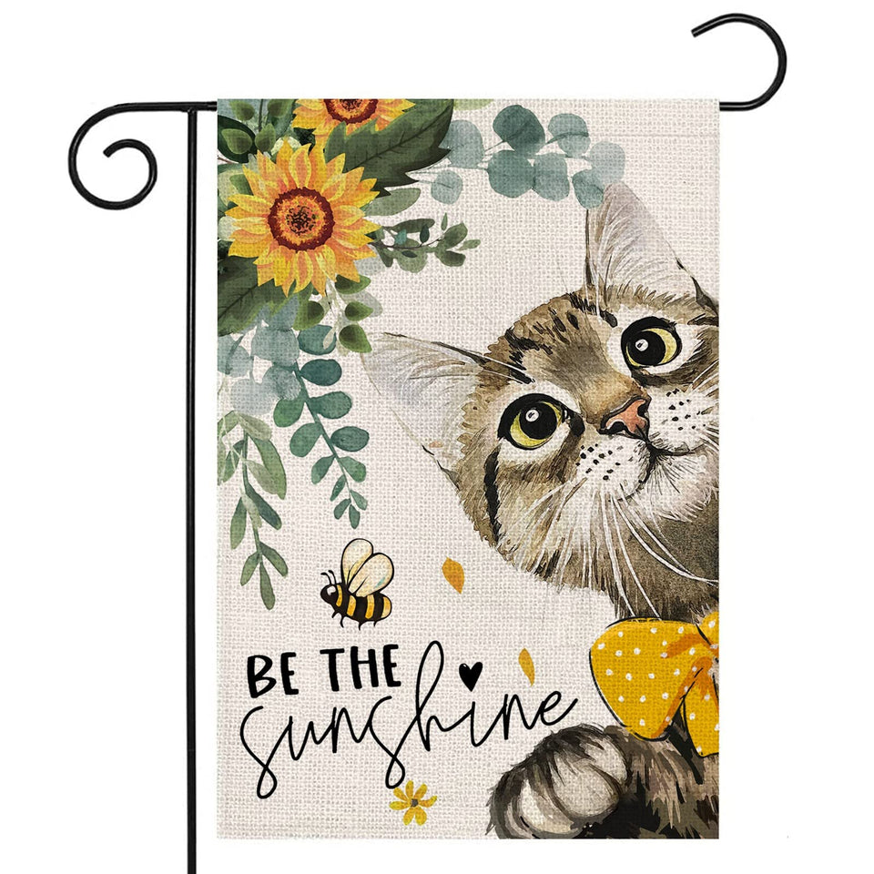 EKOREST Summer Cat flag with sunflowers, welcoming outdoor decor for your entry