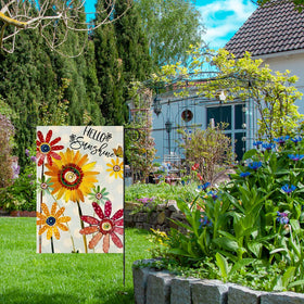 EKOREST Summer Flowers flag back view visible from both sides for versatile outdoor display.