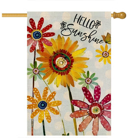 EKOREST Summer Flowers flag featuring Hello Sunshine sunflowers for welcoming porches.