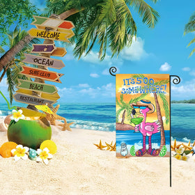 EKOREST summer garden flag back flamingo design prints on both sides for versatile display.