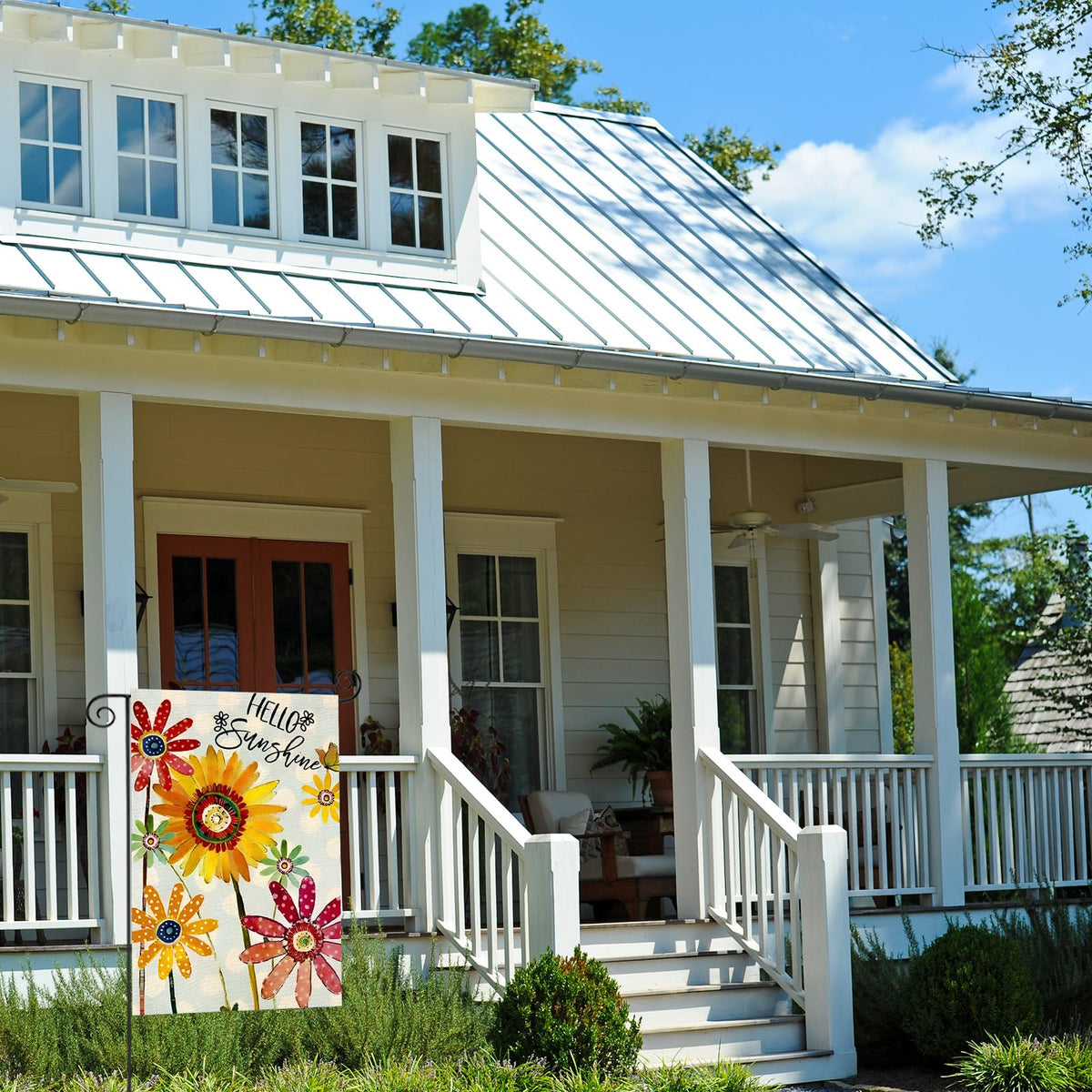 EKOREST sunflower-daisy design flag emphasizing cheerful garden decor.