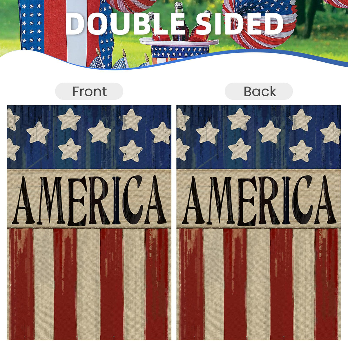 EKOREST vibrant American flag, double-sided, visible from every angle.