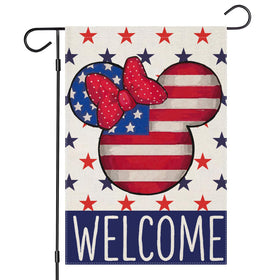EKOREST Welcome flag for outdoor 4th of July display, enhancing curb appeal.