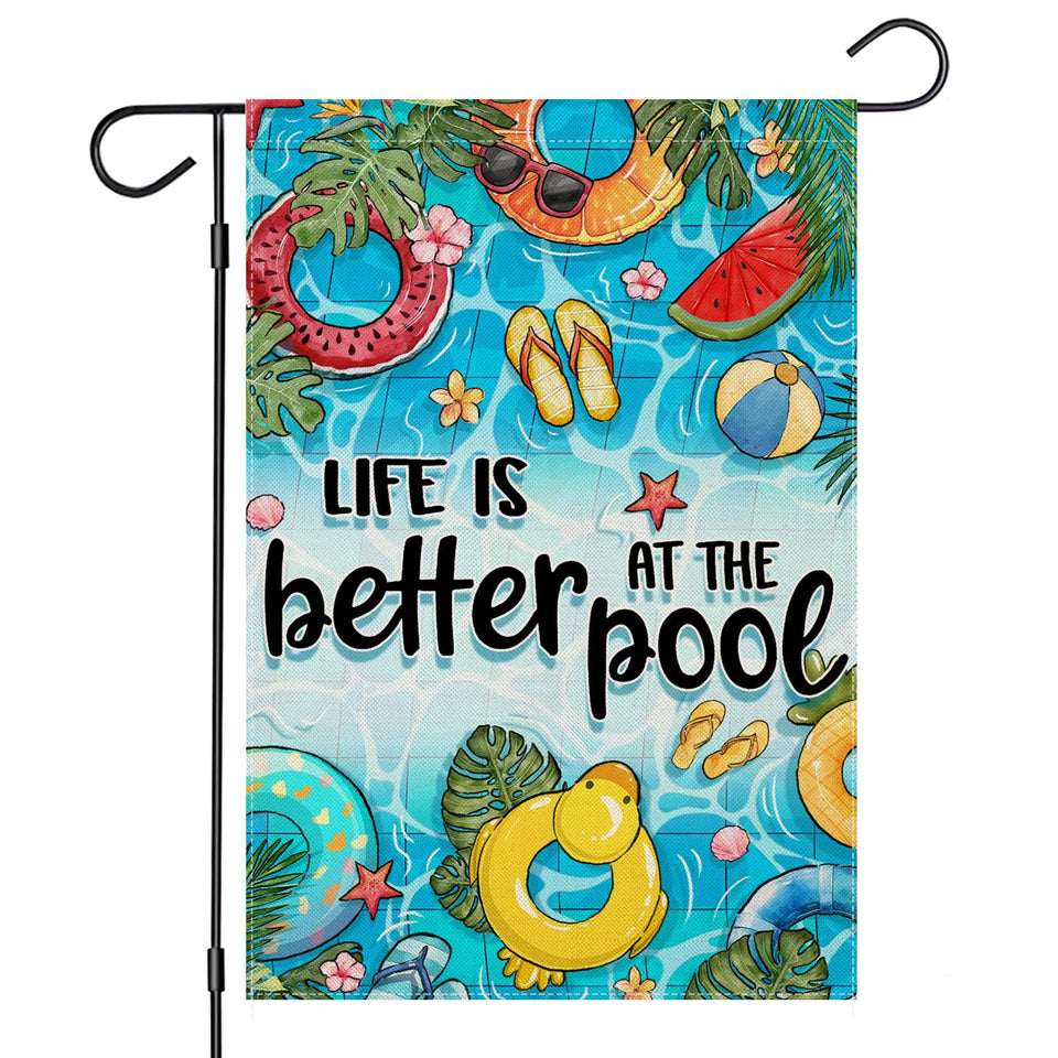 EKOREST welcome summer burlap flag, watercolor design, ideal outdoor yard decor.