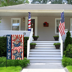 EKOREST patriotic garden decor that welcomes guests during Memorial Day and Independence Day.