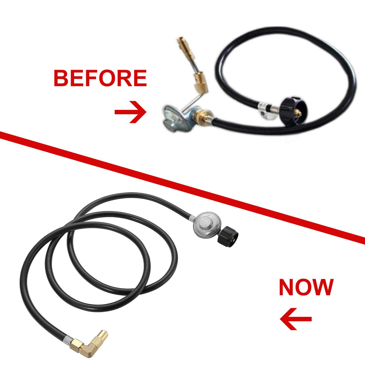 Brass regulator and rubber hose assembly by Elaeagnus for durable propane setups.