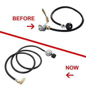 Brass regulator and rubber hose assembly by Elaeagnus for durable propane setups.