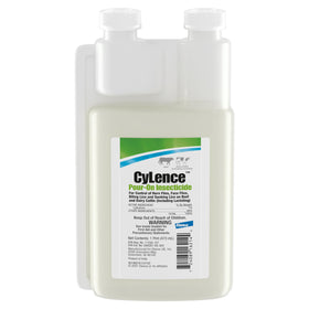 Elanco CyLence pour-on application on cattle back and head helps control pests.
