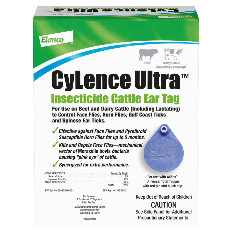Elanco CyLence Ultra ear tag pack ready for herd protection against flies