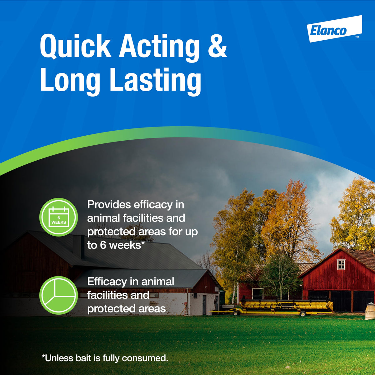 Muscalure attractant feature showing two attractants are included in QuickBayt.