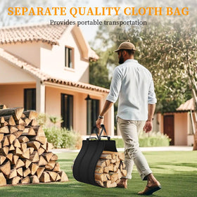 Elbourn Firewood Rack carrier bag enables easy log transport and reduces splinters.